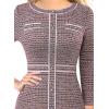 imageVFSHOW Womens Buttons Patchwork Work Business Office Party Bodycon Pencil Sheath DressPink Tweed