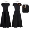 imageVFSHOW Womens Elegant Patchwork Pockets Belted Pleated Work Office Business Casual Party ALine Midi Dress