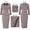 imageVFSHOW Womens Square Neck Peplum Buttons Belted Business Work Office Slim Pencil Sheath DressPink Plaid Tweed