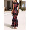imageVFSHOW Womens 2025 Boat Neck Formal Bodycon Maxi Dress Sleeveless Slim Fitted Wedding Guest Long Cocktail Mermaid DressesBlack With Red Floral Print