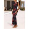 imageVFSHOW Womens 2025 Boat Neck Formal Bodycon Maxi Dress Sleeveless Slim Fitted Wedding Guest Long Cocktail Mermaid DressesBlack With Red Floral Print