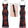 imageVFSHOW Womens 2025 Spaghetti Strap Cocktail Bodycon Maxi Dress Sexy Backless Scoop Neck Wedding Guest Formal Long DressesBlack With Red Floral Print