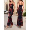 imageVFSHOW Womens 2025 Spaghetti Strap Cocktail Bodycon Maxi Dress Sexy Backless Scoop Neck Wedding Guest Formal Long DressesBlack With Red Floral Print