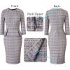 imageVFSHOW Womens Pleated Crew Neck Peplum Work Business Office Bodycon Pencil Sheath DressPurple and Yellow Tweed