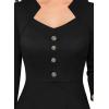imageVFSHOW Womens Vintage Retro Square Neck Work Business Office Fit and Flare MidCalf ALine DressBlack