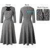 imageVFSHOW Womens Vintage Retro Square Neck Work Business Office Fit and Flare MidCalf ALine DressBlack Tweed