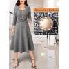 imageVFSHOW Womens Vintage Retro Square Neck Work Business Office Fit and Flare MidCalf ALine DressBlack Tweed