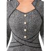 imageVFSHOW Womens Vintage Retro Square Neck Work Business Office Fit and Flare MidCalf ALine DressBlack Tweed