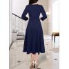 imageVFSHOW Womens Vintage Retro Square Neck Work Business Office Fit and Flare MidCalf ALine DressNavy Blue