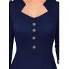 imageVFSHOW Womens Vintage Retro Square Neck Work Business Office Fit and Flare MidCalf ALine DressNavy Blue
