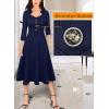 imageVFSHOW Womens Vintage Retro Square Neck Work Business Office Fit and Flare MidCalf ALine DressNavy Blue