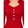 imageVFSHOW Womens Vintage Retro Square Neck Work Business Office Fit and Flare MidCalf ALine DressRed