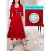 imageVFSHOW Womens Vintage Retro Square Neck Work Business Office Fit and Flare MidCalf ALine DressRed