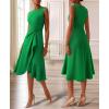 imageVFSHOW Womens 2025 Asymmetric Ruffle Ruched Cocktail ALine Midi Dress Sleeveless Elegant Boat Neck Wedding Guest DressesGreen