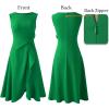 imageVFSHOW Womens 2025 Asymmetric Ruffle Ruched Cocktail ALine Midi Dress Sleeveless Elegant Boat Neck Wedding Guest DressesGreen