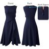 imageVFSHOW Womens 2025 Asymmetric Ruffle Ruched Cocktail ALine Midi Dress Sleeveless Elegant Boat Neck Wedding Guest DressesNavy Blue