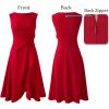 imageVFSHOW Womens 2025 Asymmetric Ruffle Ruched Cocktail ALine Midi Dress Sleeveless Elegant Boat Neck Wedding Guest DressesRed