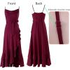 imageVFSHOW Womens 2025 Spaghetti Strap Cocktail Maxi ALine Dress Cowl Neck Backless Flowy Ruffle High Low Wedding Guest DressDark Red