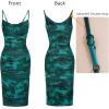 imageVFSHOW Womens 2025 Spaghetti Strap Ruched Bodycon Cocktail Dress Sexy Cowl Neck Backless Fitted Wedding Guest Party DressesGreen Floral Print