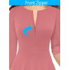 imageVFSHOW Womens Front Zipper Crisscross Waist Slim Wear to Work Business Office Fit and Flare ALine DressDusty Pink