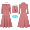 imageVFSHOW Womens Front Zipper Crisscross Waist Slim Wear to Work Business Office Fit and Flare ALine DressDusty Pink