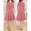 imageVFSHOW Womens Front Zipper Crisscross Waist Slim Wear to Work Business Office Fit and Flare ALine DressDusty Pink