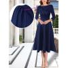 imageVFSHOW Womens 2024 Business Office Work Professional Elegant Slim Midi Aline Fit and Flare DressNavy Blue