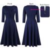imageVFSHOW Womens 2024 Business Office Work Professional Elegant Slim Midi Aline Fit and Flare DressNavy Blue