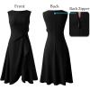 imageVFSHOW Womens 2025 Asymmetric Ruffle Ruched Cocktail ALine Midi Dress Sleeveless Elegant Boat Neck Wedding Guest DressesBlack