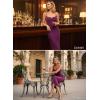 imageVFSHOW Womens 2025 Spaghetti Strap Cocktail Bodycon Midi Dress Sexy Backless Sweetheart Neck Wedding Guest MidCalf DressesPlum Purple