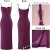 imageVFSHOW Womens 2025 Spaghetti Strap Cocktail Bodycon Midi Dress Sexy Backless Sweetheart Neck Wedding Guest MidCalf DressesPlum Purple