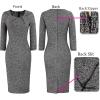 imageVFSHOW Womens 2025 Work Business Office Dresses Pleated Asymmetric Neck Vintage Church Slimming Pencil Sheath DressBlack Tweed