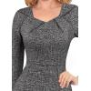 imageVFSHOW Womens 2025 Work Business Office Dresses Pleated Asymmetric Neck Vintage Church Slimming Pencil Sheath DressBlack Tweed