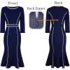 imageVFSHOW Womens Elegant Vintage Cocktail Business Office Mermaid Fitted Bodycon Midi DressDark Blue