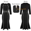 imageVFSHOW Womens Elegant Vintage Square Neck Work Business Office Party MidCalf Mermaid DressBlack With Tweed Trim