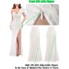imageVFSHOW Womens Formal Prom Ruffle One Shoulder Strap Ruched Maxi Dress 2025 Sexy Twist Front Split Wedding Guest Evening GownOffwhite Lace