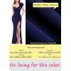imageVFSHOW Womens Formal Prom Ruffle One Shoulder Strap Ruched Maxi Dress 2025 Sexy Twist Front Split Wedding Guest Evening GownSparkly Navy Blue