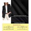 imageVFSHOW Womens Open Front Peak Lapel Double Breasted Back Slit Pockets Office Business Work Slim Blazer JacketBlack
