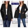 imageVFSHOW Womens Open Front Peak Lapel Double Breasted Back Slit Pockets Office Business Work Slim Blazer JacketBlack