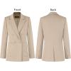 imageVFSHOW Womens Open Front Peak Lapel Double Breasted Back Slit Pockets Office Business Work Slim Blazer JacketKhaki