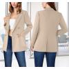 imageVFSHOW Womens Open Front Peak Lapel Double Breasted Back Slit Pockets Office Business Work Slim Blazer JacketKhaki