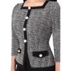imageVFSHOW Womens Square Neck Buttons Peplum Cocktail Party Work Office Business Bodycon Pencil DressBlack Tweed  Black