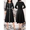 imageVFSHOW Womens Work Business Office Buttons Slim Fit and Flare MidCalf Midi ALine DressBlack