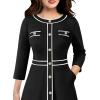 imageVFSHOW Womens Work Business Office Buttons Slim Fit and Flare MidCalf Midi ALine DressBlack