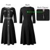 imageVFSHOW Womens Work Business Office Buttons Slim Fit and Flare MidCalf Midi ALine DressBlack