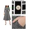 imageVFSHOW Womens Work Business Office Buttons Slim Fit and Flare MidCalf Midi ALine DressBlack Tweed