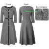 imageVFSHOW Womens Work Business Office Buttons Slim Fit and Flare MidCalf Midi ALine DressBlack Tweed