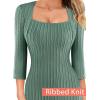 imageVFSHOW Womens Work Business Office Square Neck Bodycon Dress Elegant Cocktail Party Slim Fitted Church Pencil Sheath DressGreen Knit