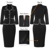 imageVFSHOW Womens Work Business V Neck Buttons Vintage Church Office Lapel Collared Peplum Pencil Sheath DressBlack