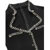 imageVFSHOW Womens Work Business V Neck Buttons Vintage Church Office Lapel Collared Peplum Pencil Sheath DressBlack